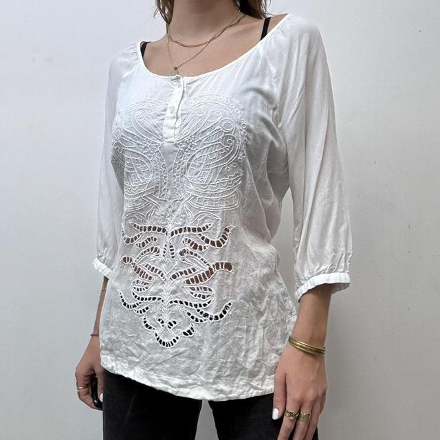 White lace boho floaty shirt