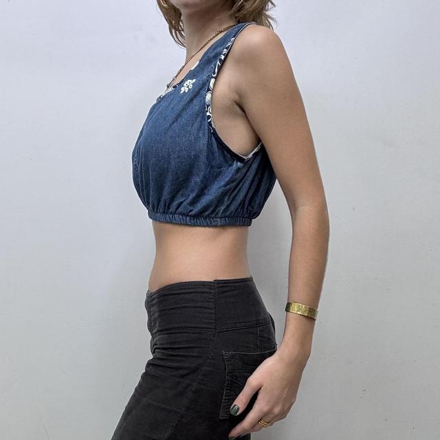 Vintage denim boho fairy crop top