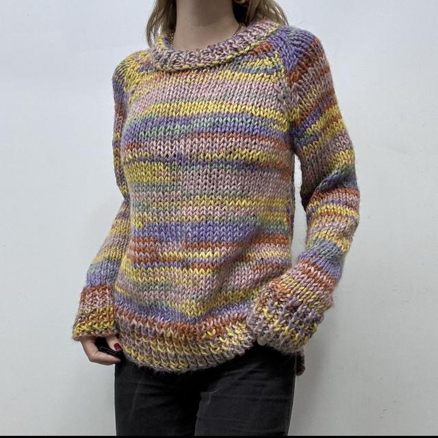 Colourful knitted rainbow jumper