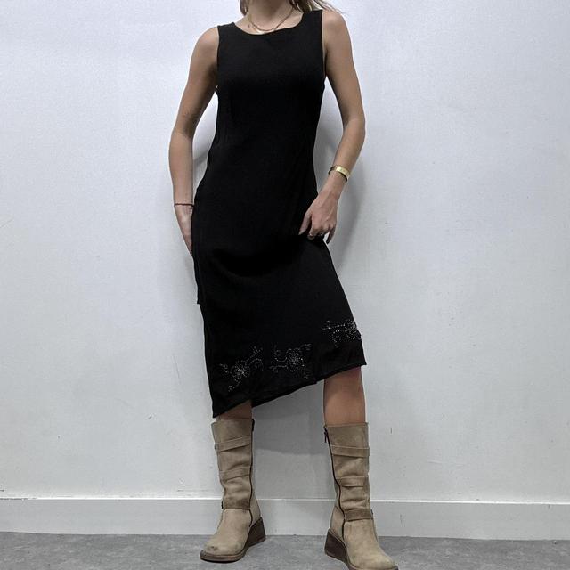 Black wide neck bias cut maxi dress