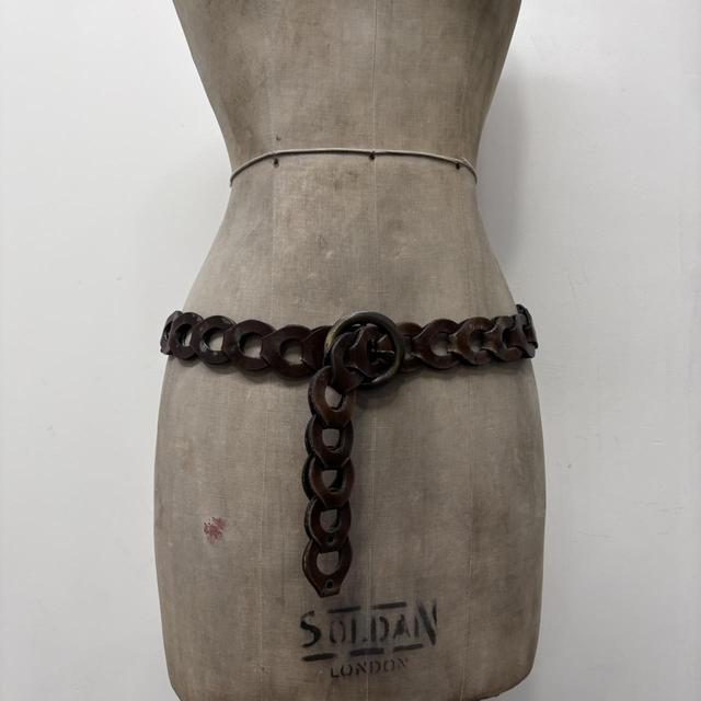 Woven brown leather belt