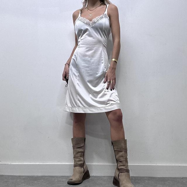 White lace slip midi dress