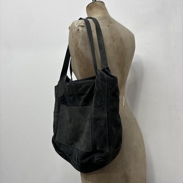 Black suede leather shoulder bag
