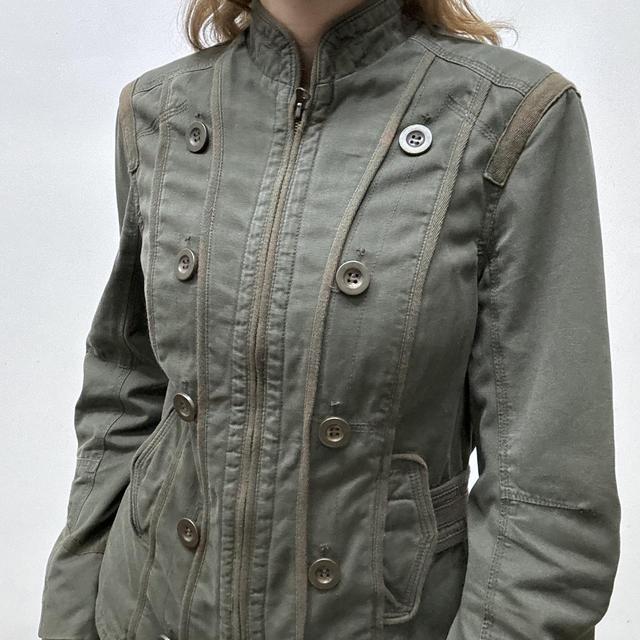 Green metal button stud jacket