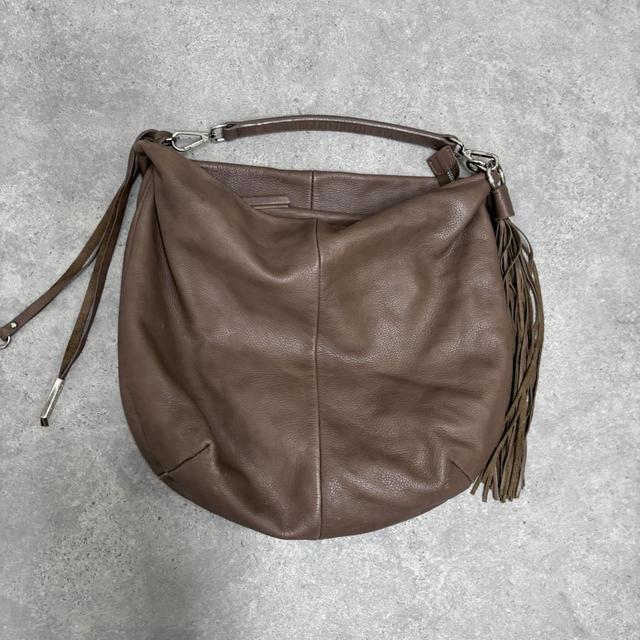 Brown leather slouchy tassel bag