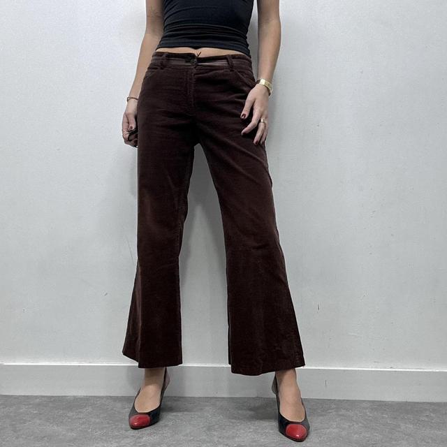 Brown velvet flared jeans