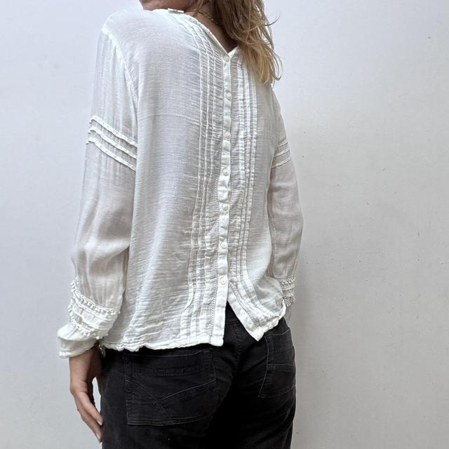 Sheer white crochet lace blouse