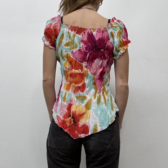 Crikle watercolour floral printed top