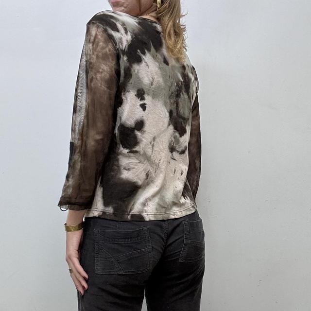 Sheer distressed grunge print mesh top