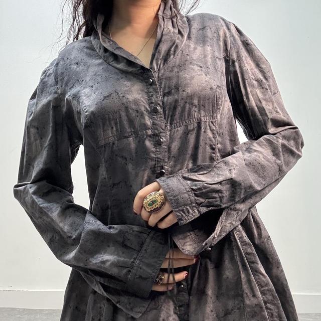 Distressed grunge flared shirt dress