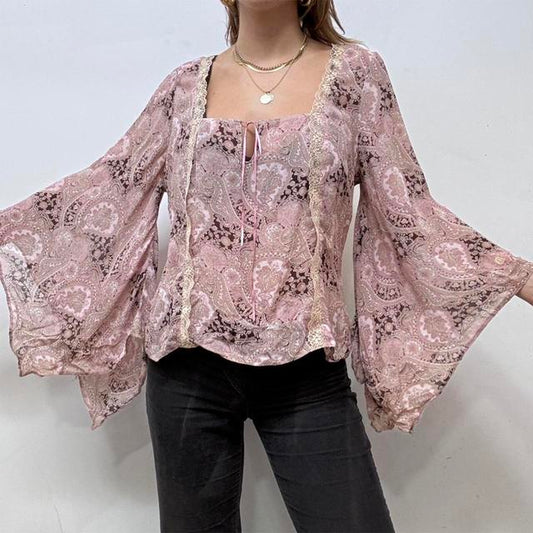 Flare boho paisley blouse