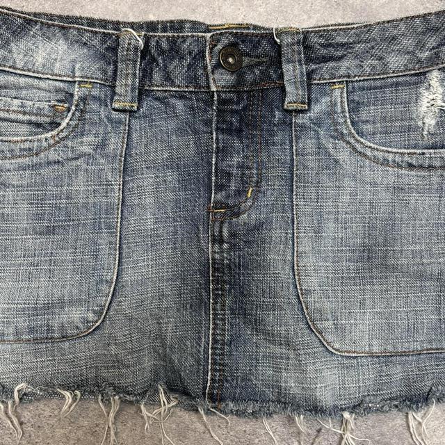 Denim fray mini skirt