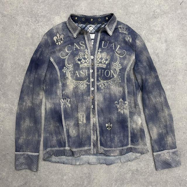 Distressed graphic print shirt
