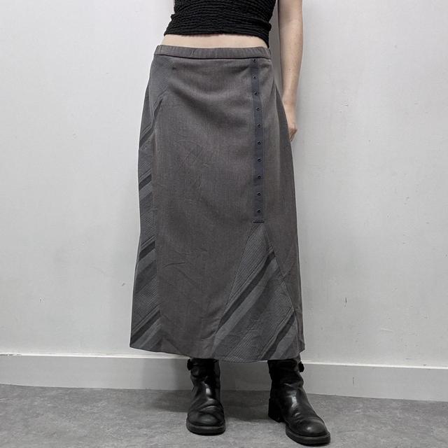 Pinstripe grey suit office skirt
