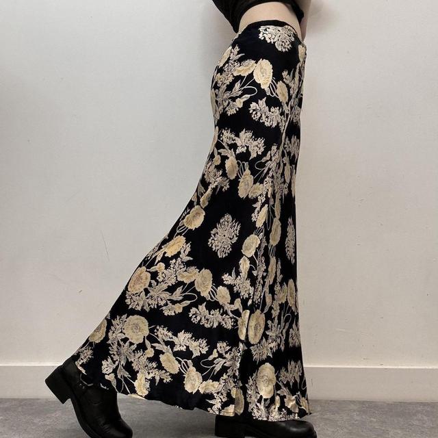 Maxi floral bias satin summer skirt