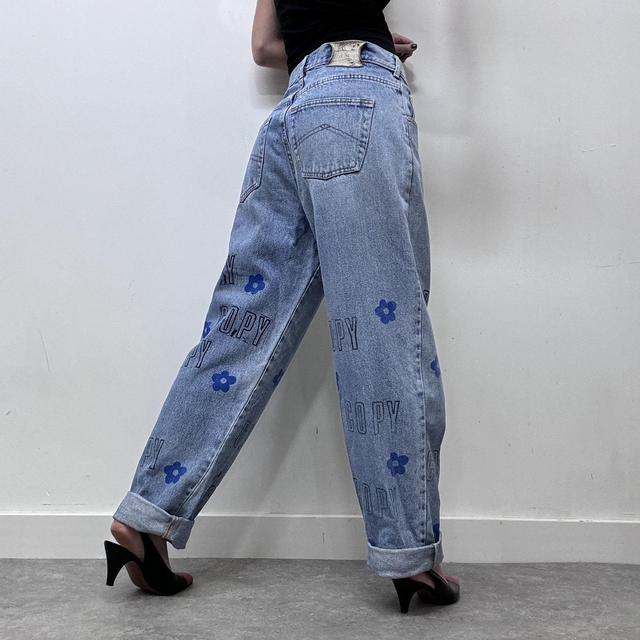 Oversized baggy printed jeans