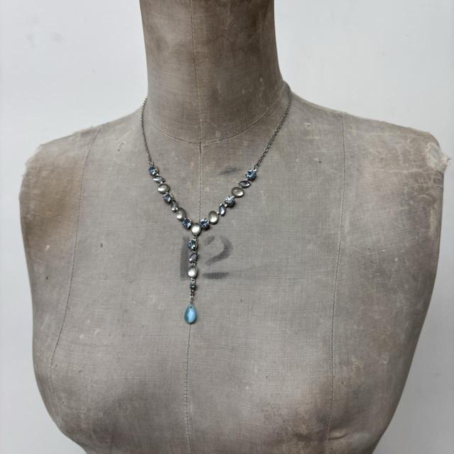 Blue gemstone fairy necklace