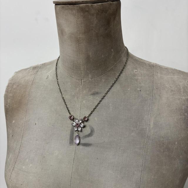 Pink gemstone fairy flower necklace