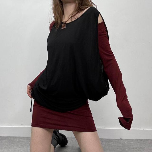 Slouchy layered long sleeve dress