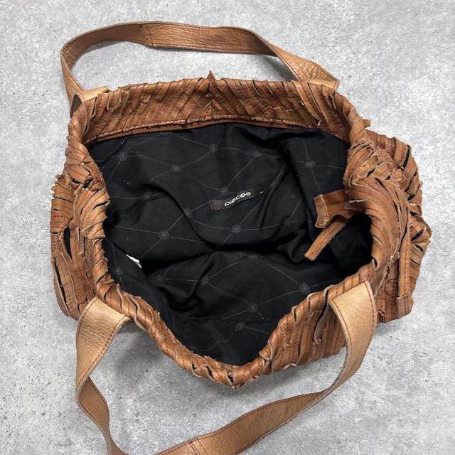Distressed tan suede leather tote bag