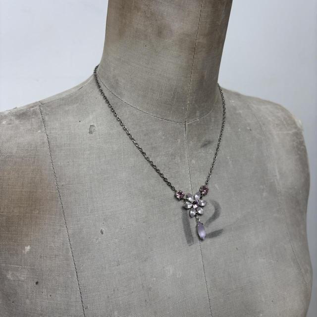 Pink gemstone fairy flower necklace