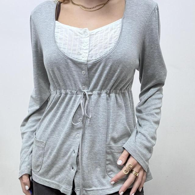 Slouchy lace grey blouse