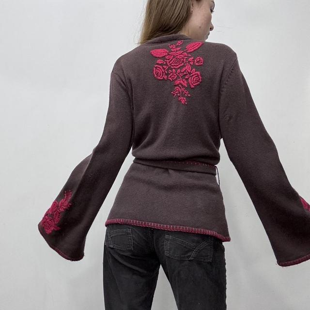 Brown flared wool cardigan