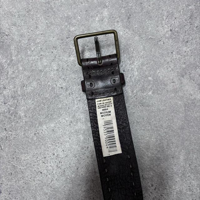 Brown leather flower engraved belt