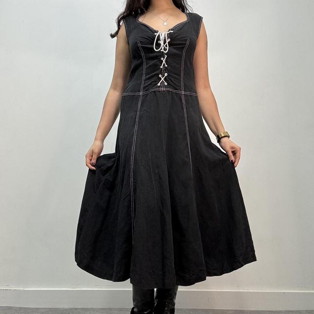 Black grunge corset maxi dress