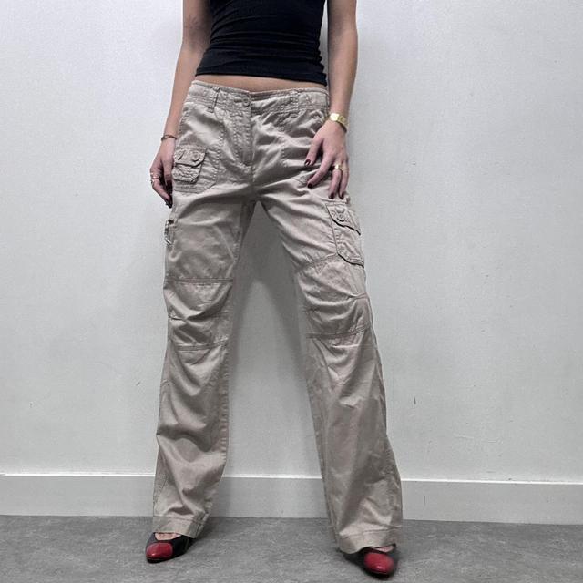 Tan wide leg cargo trousers