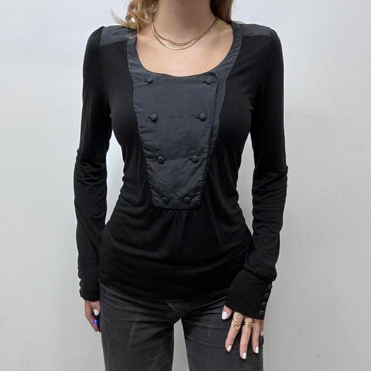 Black button up long sleeve tshirt