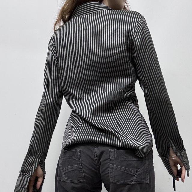 Pinstriped silky fitted shirt