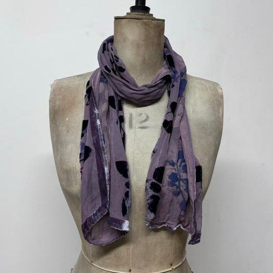 Velvet sheer floral silk scarf