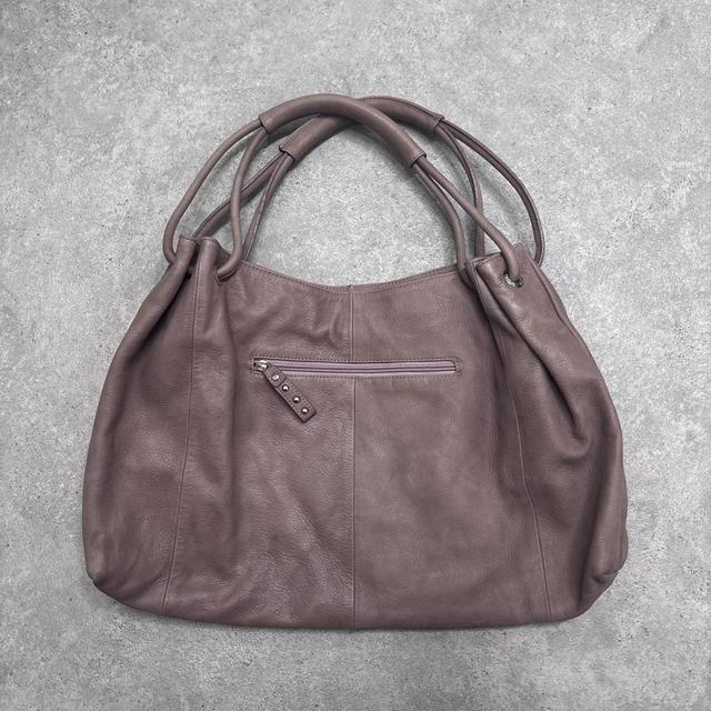 Pink leather gathered shoulder bag