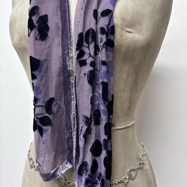 Velvet sheer floral silk scarf
