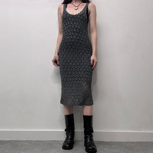 Sheer layered crochet midi dress