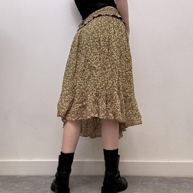 Green floral summer skirt