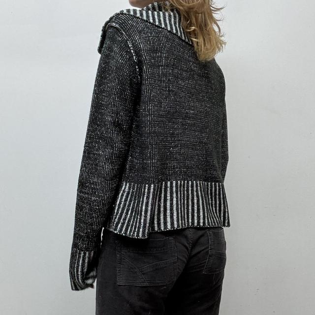 Distressed ribbed knit cardigan