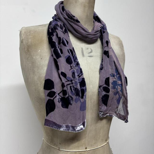 Velvet sheer floral silk scarf