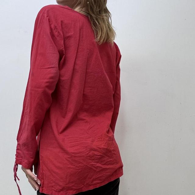 Red cotton embroidered blouse