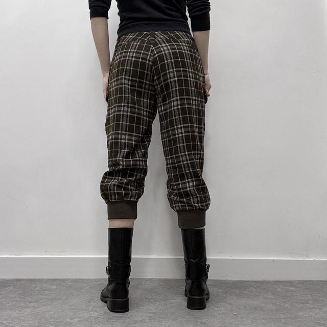 Tartan puff cinched capri trousers