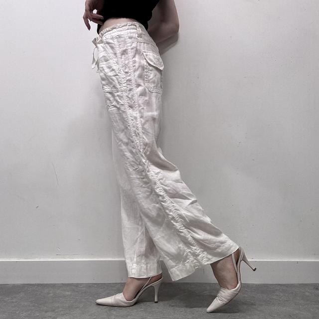 White linen wide oversized trousers