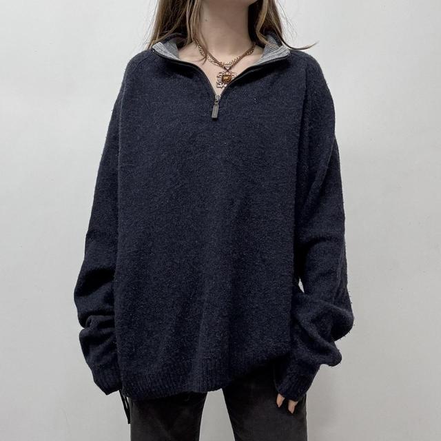 Navy wool 1/4 zip jumper