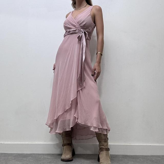 Pink drape waterfall dress