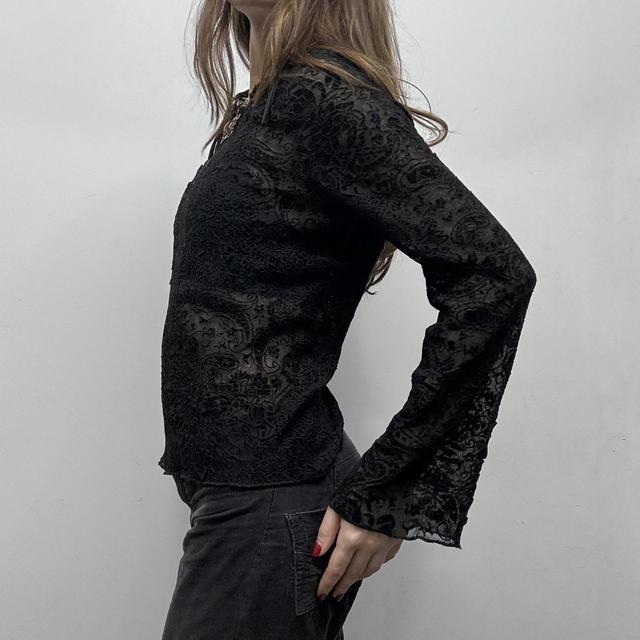 Sheer black flared gothic blouse
