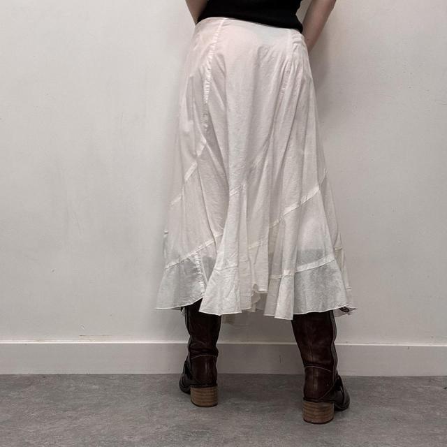 White cotton flared maxi skirt
