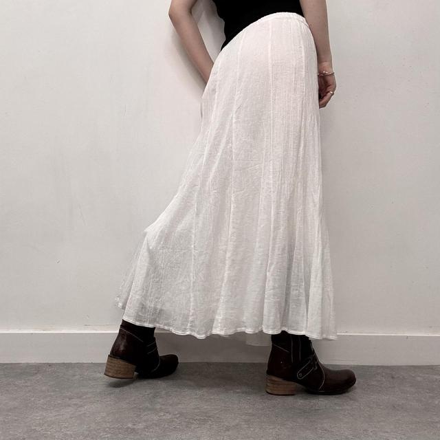 White cotton flared maxi skirt