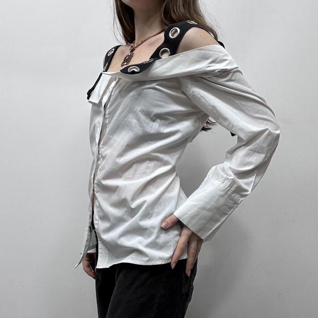 White off the shoulder eyelet shirt