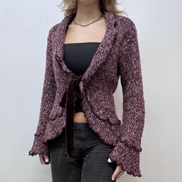 Knitted ruffle flare cardigan