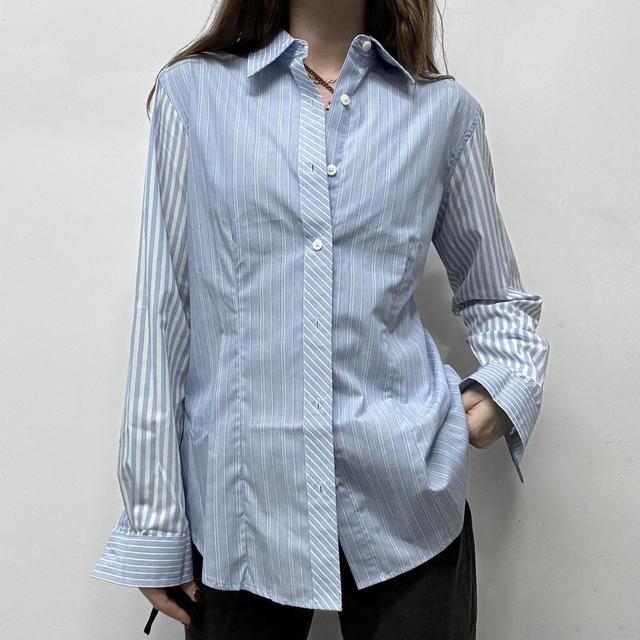Blue pinstripe minimalist shirt